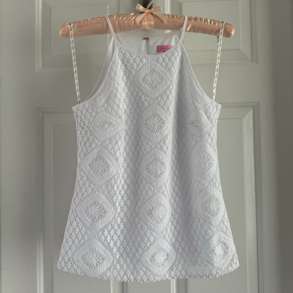 Lilly Pulitzer Remma Macrame Lace Top, in Resort White, Sz XS